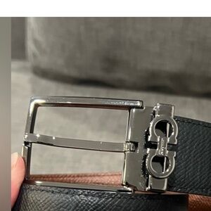 Salvatore Ferragamo Shiny Gunmetal Buckle Only